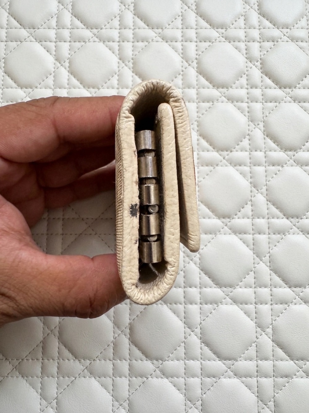 Dior Beige Canvas Keycase with Embroidered Red Rose - Picture 5 of 7
